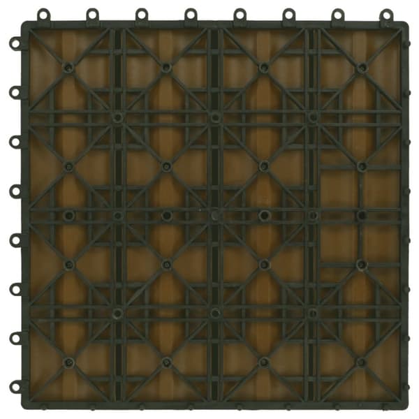vidaXL Terrassebord 11 stk dyppreget WPC 30x30 cm 1 kvm teak