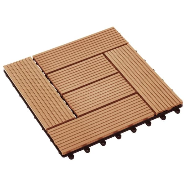 vidaXL Terrassebord 11 stk WPC 30x30 cm 1 kvm teak-farget