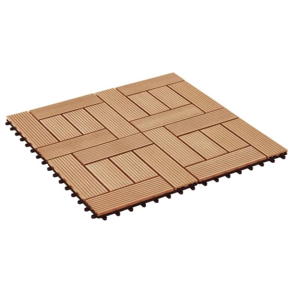vidaXL Terrassebord 11 stk WPC 30x30 cm 1 kvm teak-farget