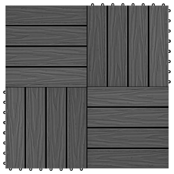 vidaXL Terrassebord 11 stk dyppreget WPC 30x30 cm 1 kvm svart