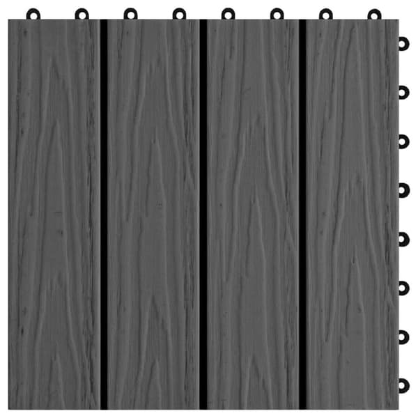 vidaXL Lattialaatat 11 kpl puumuovikomposiitti 30x30 cm 1 m² musta