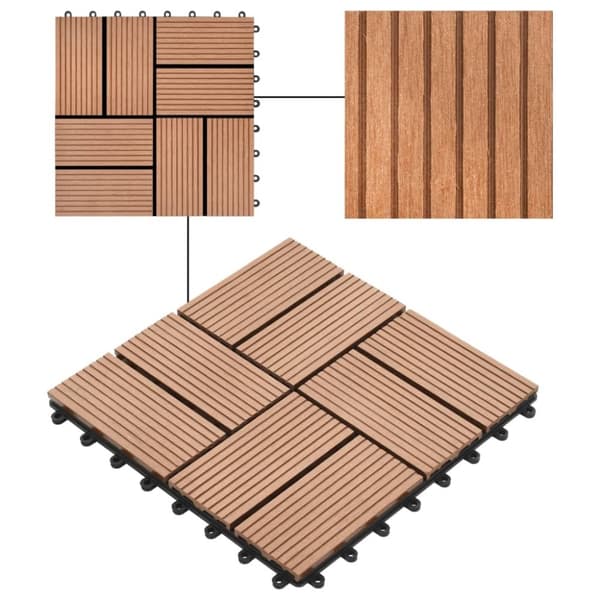 vidaXL Lattialaatat 11 kpl WPC 30x30 cm 1 m² ruskea