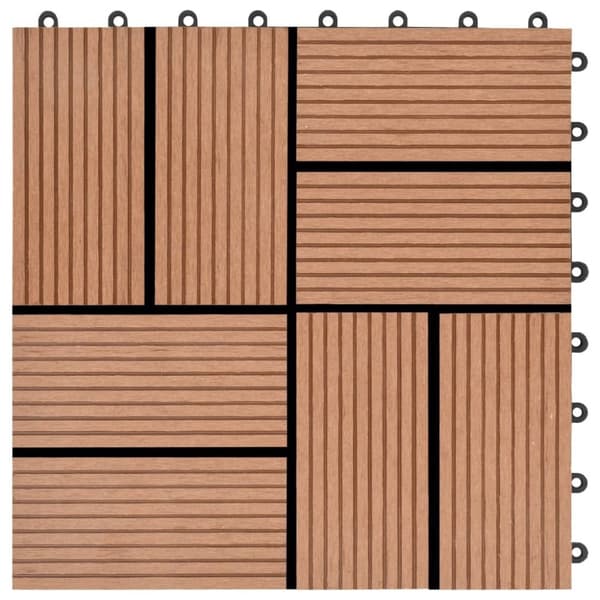 vidaXL Lattialaatat 11 kpl WPC 30x30 cm 1 m² ruskea