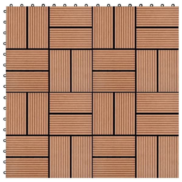 vidaXL Lattialaatat 11 kpl WPC 30x30 cm 1 m² ruskea