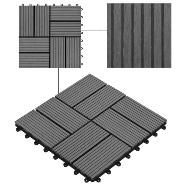 vidaXL Terrassebord 11 stk WPC 30x30 cm 1 kvm grå