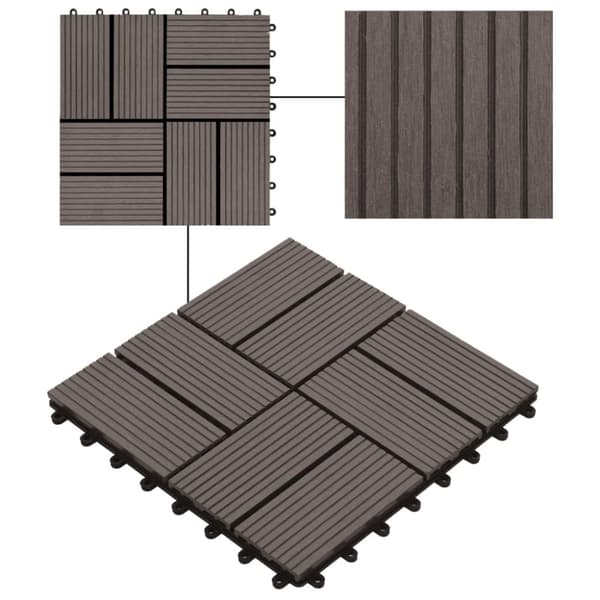 vidaXL terrassefliser 11 stk. WPC 30 x 30 cm 1 m2 mørkebrun