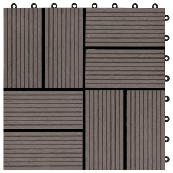 vidaXL terrassefliser 11 stk. WPC 30 x 30 cm 1 m2 mørkebrun