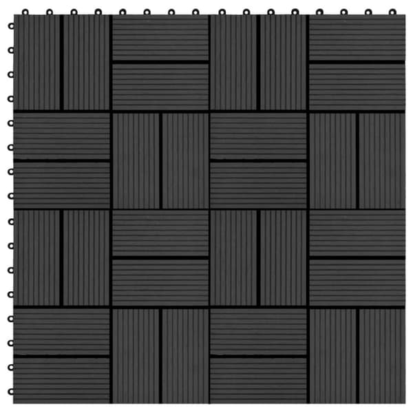 vidaXL Lattialaatat 11 kpl puumuovikomposiitti 30x30 cm 1 m² musta