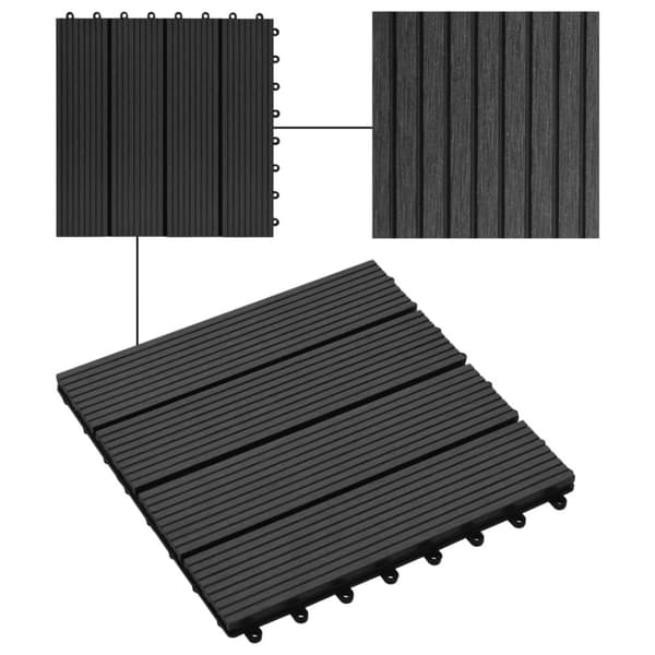 vidaXL Terrassebord 11 stk WPC 30x30 cm 1 kvm svart