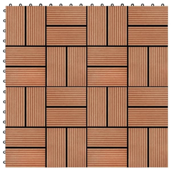 vidaXL Terrassebord 11 stk WPC 30x30 cm 1 kvm teak-farget