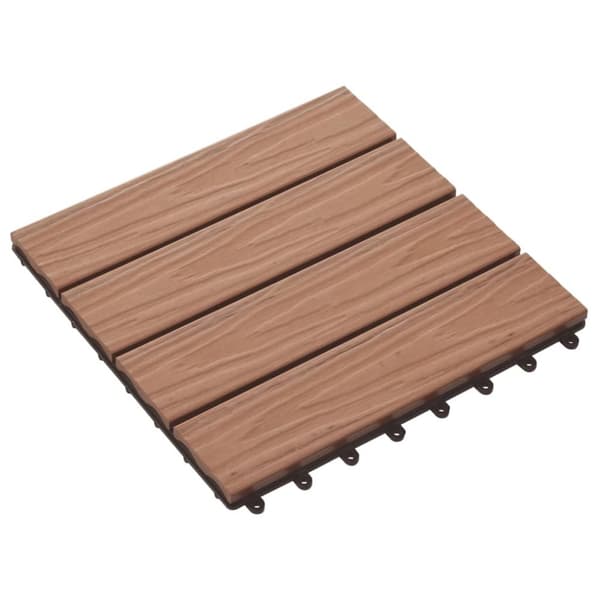 vidaXL Terrassebord 11 stk dyppreget WPC 30x30 cm 1 kvm lysebrun