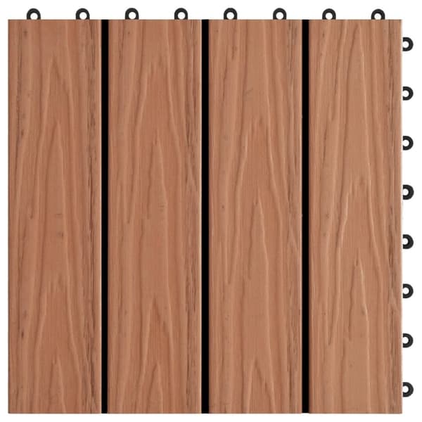 vidaXL Terrassebord 11 stk dyppreget WPC 30x30 cm 1 kvm lysebrun