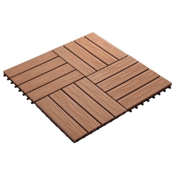 vidaXL Terrassebord 11 stk dyppreget WPC 30x30 cm 1 kvm lysebrun