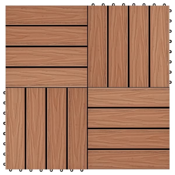 vidaXL Terrassebord 11 stk dyppreget WPC 30x30 cm 1 kvm lysebrun