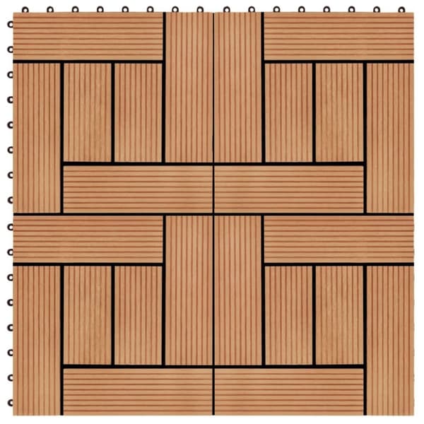 vidaXL Terrassebord 22 stk 30x30 cm 2 kvm WPC teakfarge