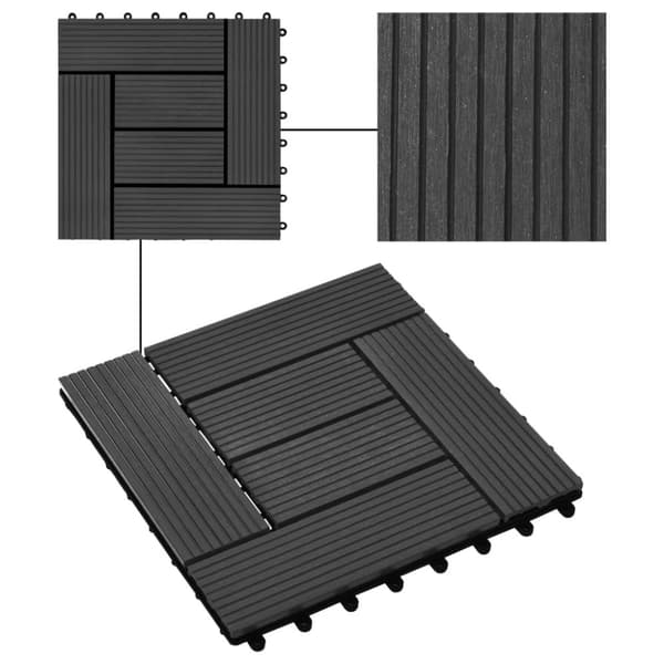 vidaXL terrassefliser 22 stk. 30 x 30 cm 2 m2 WPC sort