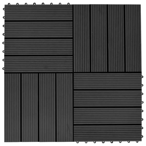 vidaXL Lattialaatat 22 kpl 30x30cm 2 m² puukomposiitti musta