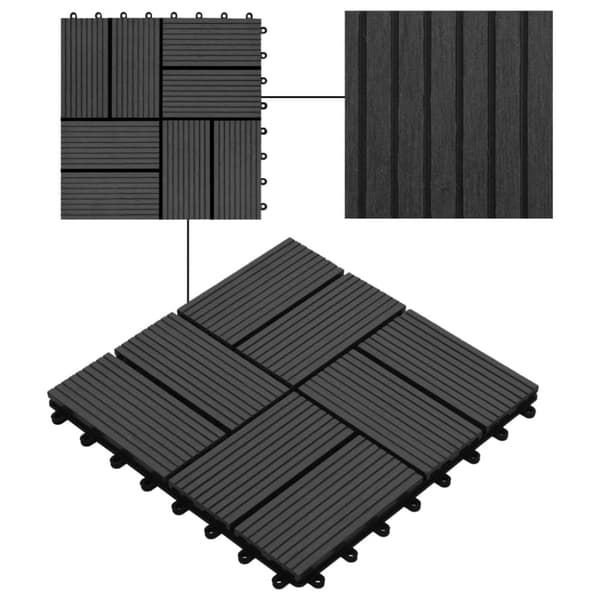vidaXL terrassefliser 22 stk. 30 x 30 cm 2 m2 WPC sort
