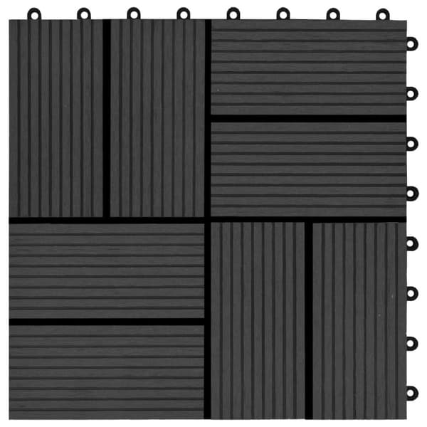 vidaXL terrassefliser 22 stk. 30 x 30 cm 2 m2 WPC sort