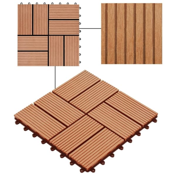 vidaXL terrassefliser 22 stk. 30 x 30 cm 2 m2 WPC teakfarve