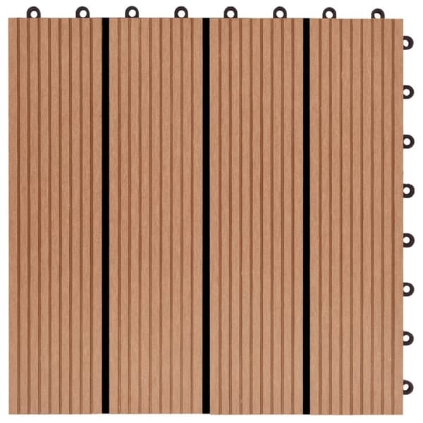 vidaXL Terrassebord 22 stk 30x30 cm 2 kvm WPC teakfarge