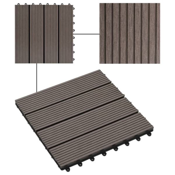 vidaXL Terrassebord 22 stk 30x30 cm 2 kvm WPC mørkebrun