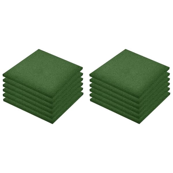 vidaXL Fallunderlag 12 stk gummi 50x50x3 cm grønn