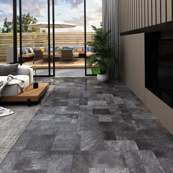 vidaXL PVC-golvbrädor självhäftande 5,11 m² trästruktur grå