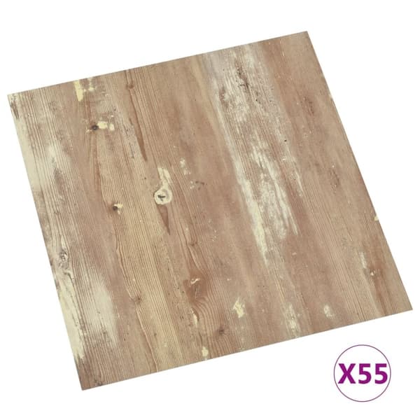vidaXL Selvklebende gulvplanker 55 stk PVC 5,11 m² brun