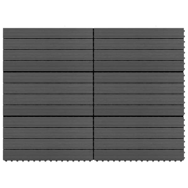 vidaXL Terassilaatat 6 kpl WPC 60x30 cm 1,08 m² musta