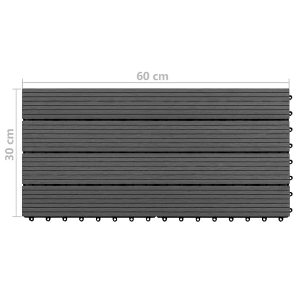 vidaXL Terrassebord 6 stk WPC 60x30 cm 1,08 m² svart