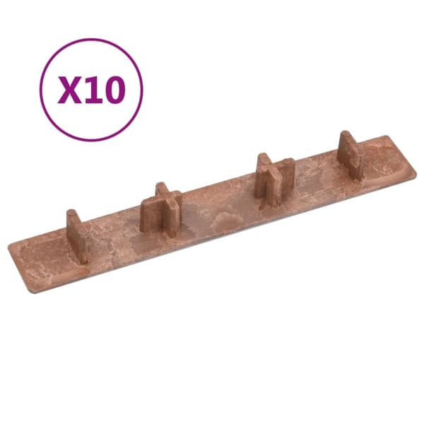 vidaXL Endehetter for terrasebord 10 stk brun plast