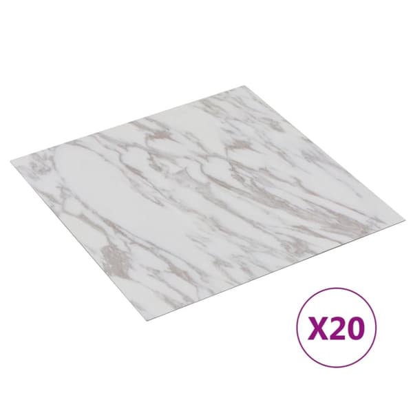 vidaXL Selvklebende gulvplanker 20 stk PVC 1,86 m² hvit marmor