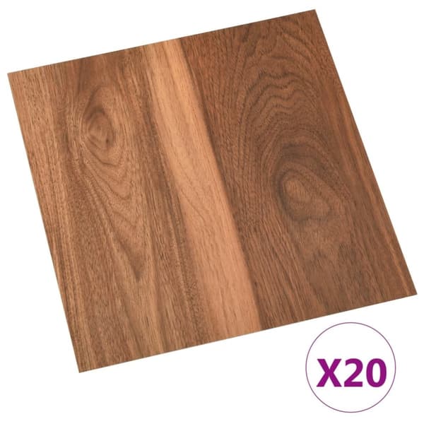 vidaXL Itsekiinnittyvät lattialankut 20 kpl PVC 1,86 m² ruskea