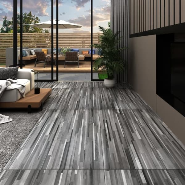 vidaXL selvhæftende PVC-gulvplanker 5,21 m² 2 mm gråstribet