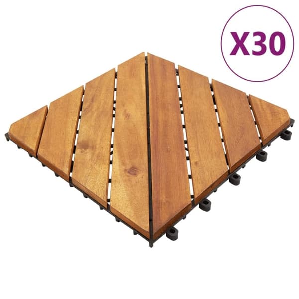 vidaXL terrassefliser 30 stk. 30x30 cm massivt akacietræ brun