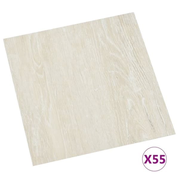 vidaXL Selvklebende gulvplanker 55 stk PVC 5,11 m² kremhvit