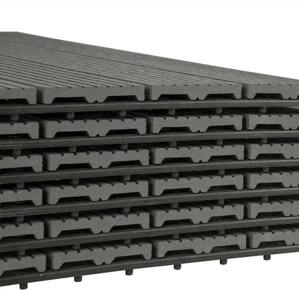 Rootz WPC terrassefliser - Klikfliser i trælook - Udendørs gulve - Holdbar, vejrbestandig, nem installation - 30x60 cm hver flise