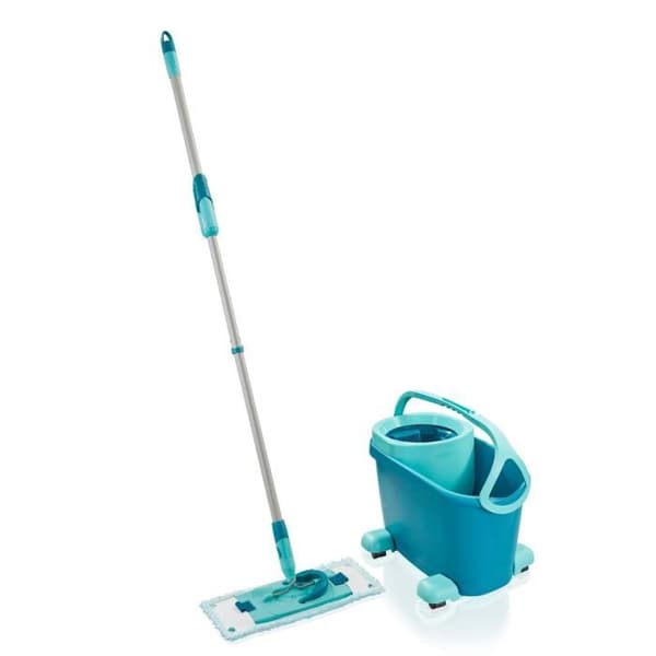 LEIFHEIT Clean Twist M Ergo mobile 52121 Lattianpuhdistussetti - Lattiamoppi kannella, helposti pyörivällä ämpärillä, pyörillä