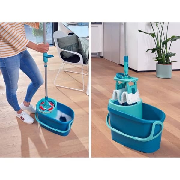 LEIFHEIT Clean Twist M Ergo 52120 Golvrengöringsset - Golvmopp med 33 cm lock och hink med lätt roterande snurr