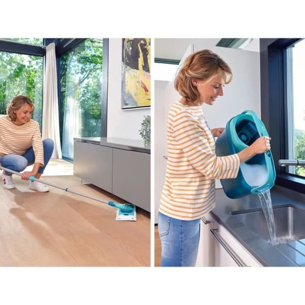LEIFHEIT Clean Twist M Ergo 52120 Golvrengöringsset - Golvmopp med 33 cm lock och hink med lätt roterande snurr