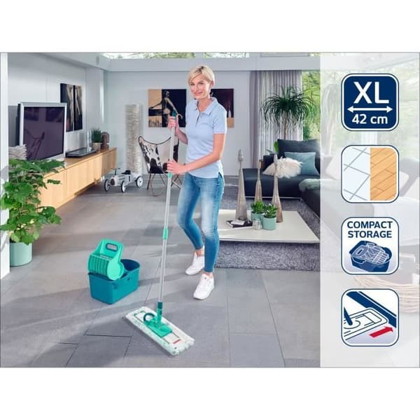 LEIFHEIT Set Profi Compact platt kvast - 42 cm - 140 cm stålhandtag