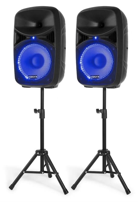 Vonyx VPS102A aktivt högtalarset, 10"LED & Stands