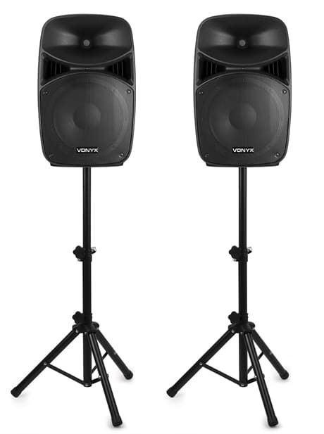 Vonyx VPS152A Aktivt högtalarset, 15", LED, Stativ, BT