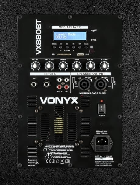 Vonyx VX880BT 2.1 Aktiv system, 15" bas+2 topp