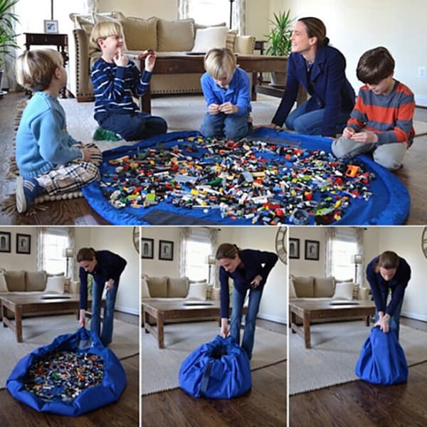 Matta för lek med dragsko rosa barnrum lego inredning dekoration
