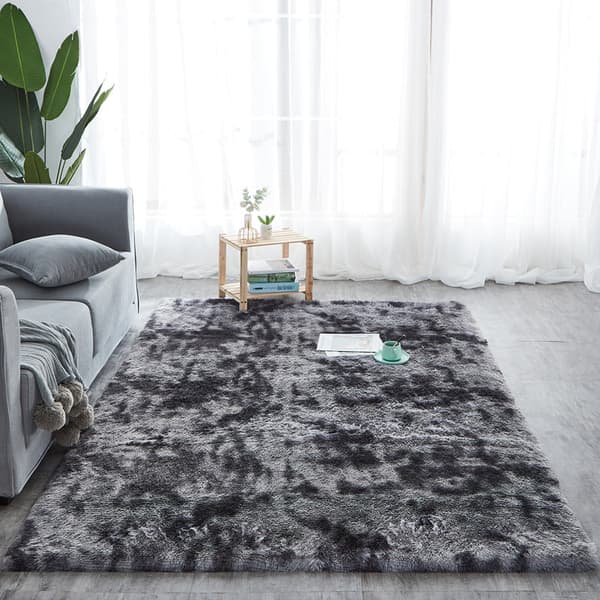 Shaggy tæppe, stue tæppe, lang luv, 160 x 230 cm - tæpper til stuer, fluffy, shaggy, soveværelser, sengekantstæpper, udendørs tæppe, sort m