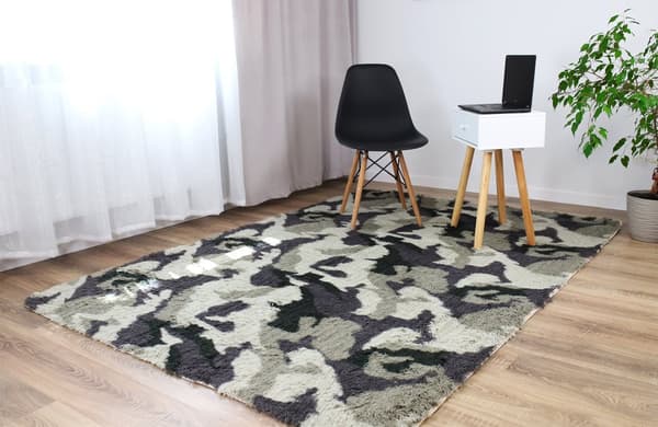Shaggy matta, vardagsrum matta, lång lugg, 160 x 230 cm - mattor för vardagsrum, fluffiga, lurviga, sovrum, sängmattor, utomhusmatta, svart och beige
