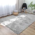 Miniatyrbillede 4 af 5: Shaggy tæppe stue tæppe lang luv 160 x 230 cm - tæpper til stuen fluffy shaggy soveværelse sengekanttæppe udendørs tæppe grå - hvid