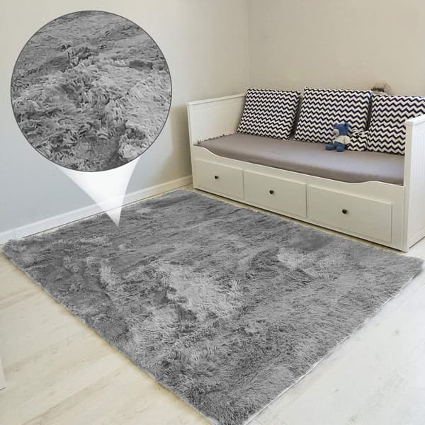 Shaggy matta, vardagsrumsmatta, lång lugg, 120 x 160 cm - mattor för vardagsrum, fluffiga, lurviga, sovrum, sängmattor, utomhusmatta, grå
